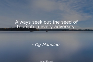 Always seek out the seed of triumph in every adversity.