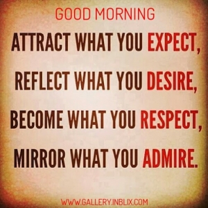 Attract what expect, reflect what you desire, become what you respect, mirror what you admire.