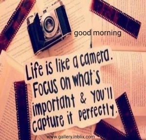 Life is like a camera. Focus on what's important and you'll capture it perfectly.