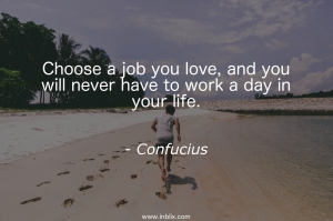 Choose a job you love, and you will never have to work a day in your life.