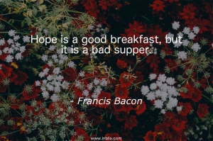 Hope is a good breakfast, but it is a bad supper.