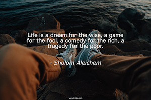 Life is a dream for the wise, a game for the fool, a comedy for the rich, a tragedy for the poor.