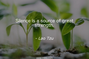 Silence is a source of great strength.