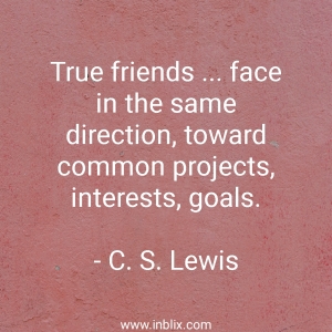 True friends face in the same direction, toward common projects, interests, goals.