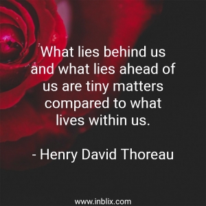 What lies behind us and what lies ahead of us are tiny matters compared to what lives within us.