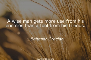A wise man gets more use from his enemies than a fool from his friends.