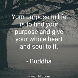 Your purpose in life is to find your purpose and give your whole heart and soul to it.