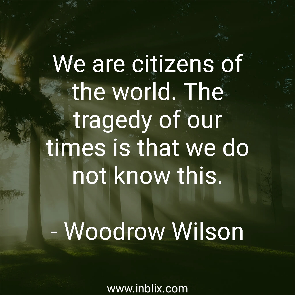 We Are Citizens Of The World By Woodrow Wilson Inblix